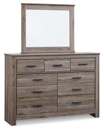 Zelen Queen Panel Headboard with Mirrored Dresser and Nightstand Milwaukee Furniture of Chicago - Furniture Store in Chicago Serving Humbolt Park, Roscoe Village, Avondale, & Homan Square