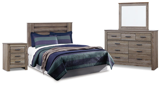 Zelen Queen Panel Headboard with Mirrored Dresser and Nightstand Milwaukee Furniture of Chicago - Furniture Store in Chicago Serving Humbolt Park, Roscoe Village, Avondale, & Homan Square