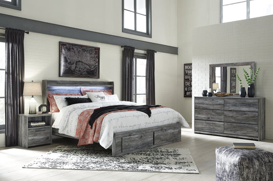 Baystorm King Panel Bed with 2 Storage Drawers with Mirrored Dresser, and Nightstand Milwaukee Furniture of Chicago - Furniture Store in Chicago Serving Humbolt Park, Roscoe Village, Avondale, & Homan Square