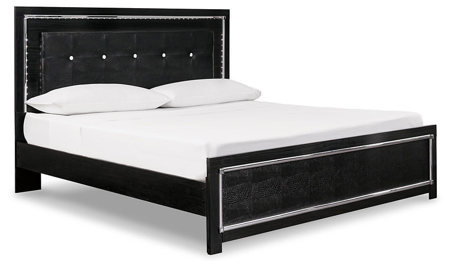 Kaydell King Upholstered Panel Bed with Mirrored Dresser and Nightstand Milwaukee Furniture of Chicago - Furniture Store in Chicago Serving Humbolt Park, Roscoe Village, Avondale, & Homan Square