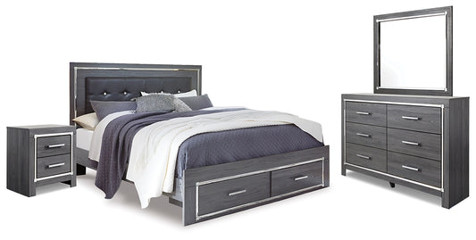 Lodanna King Panel Bed with 2 Storage Drawers with Mirrored Dresser and Nightstand Milwaukee Furniture of Chicago - Furniture Store in Chicago Serving Humbolt Park, Roscoe Village, Avondale, & Homan Square