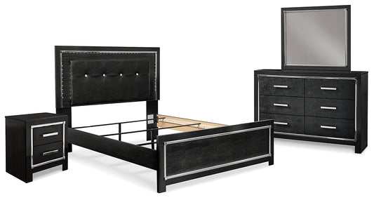 Kaydell Queen Upholstered Panel Bed with Mirrored Dresser and Nightstand Milwaukee Furniture of Chicago - Furniture Store in Chicago Serving Humbolt Park, Roscoe Village, Avondale, & Homan Square