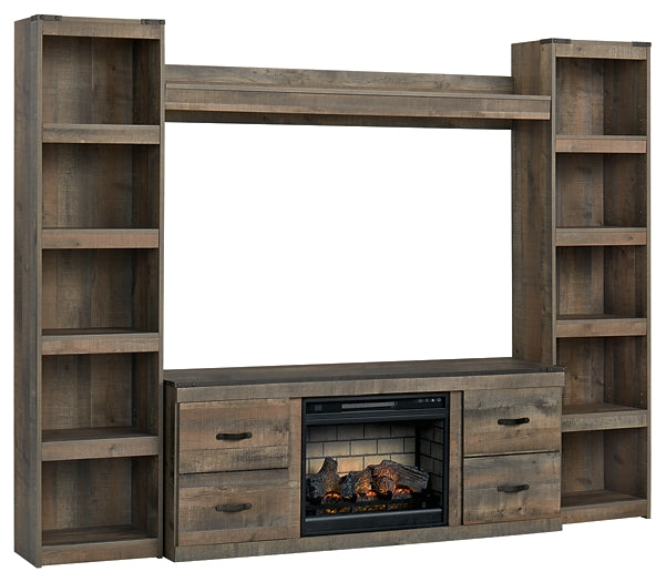 Trinell 4-Piece Entertainment Center with Electric Fireplace Milwaukee Furniture of Chicago - Furniture Store in Chicago Serving Humbolt Park, Roscoe Village, Avondale, & Homan Square