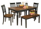 Owingsville Dining Table and 4 Chairs and Bench Milwaukee Furniture of Chicago - Furniture Store in Chicago Serving Humbolt Park, Roscoe Village, Avondale, & Homan Square