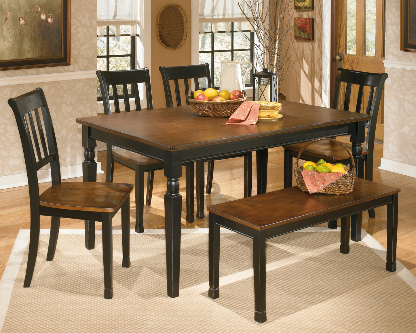 Owingsville Dining Table and 4 Chairs and Bench Milwaukee Furniture of Chicago - Furniture Store in Chicago Serving Humbolt Park, Roscoe Village, Avondale, & Homan Square