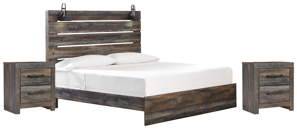 Drystan Queen Panel Bed with 2 Nightstands Milwaukee Furniture of Chicago - Furniture Store in Chicago Serving Humbolt Park, Roscoe Village, Avondale, & Homan Square