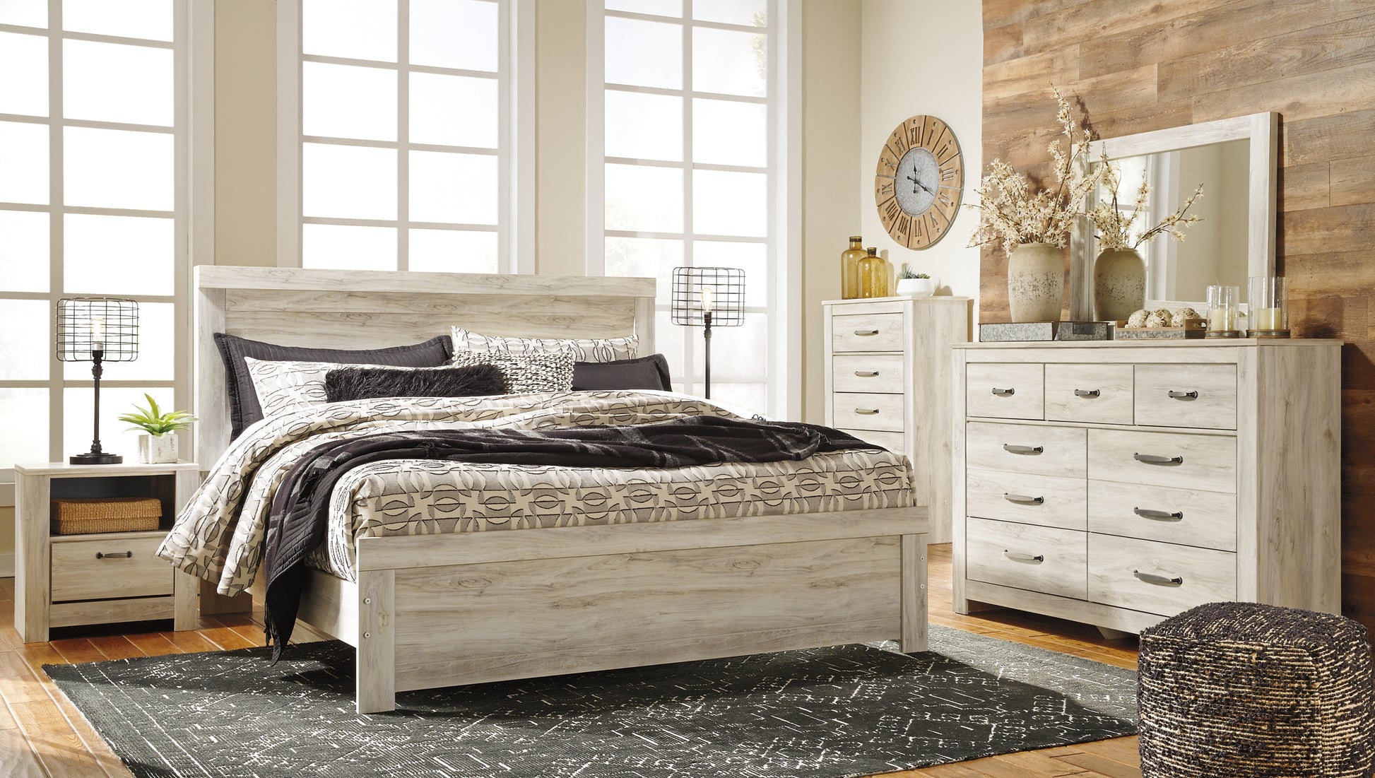 Bellaby Queen Panel Bed with Mirrored Dresser Milwaukee Furniture of Chicago - Furniture Store in Chicago Serving Humbolt Park, Roscoe Village, Avondale, & Homan Square