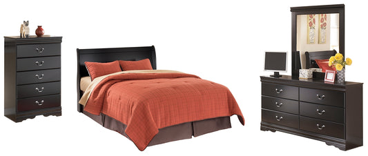 Huey Vineyard Queen Sleigh Headboard with Mirrored Dresser and Chest Milwaukee Furniture of Chicago - Furniture Store in Chicago Serving Humbolt Park, Roscoe Village, Avondale, & Homan Square