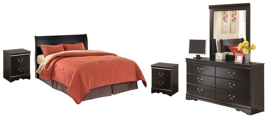 Huey Vineyard Queen Sleigh Headboard with Mirrored Dresser and 2 Nightstands Milwaukee Furniture of Chicago - Furniture Store in Chicago Serving Humbolt Park, Roscoe Village, Avondale, & Homan Square