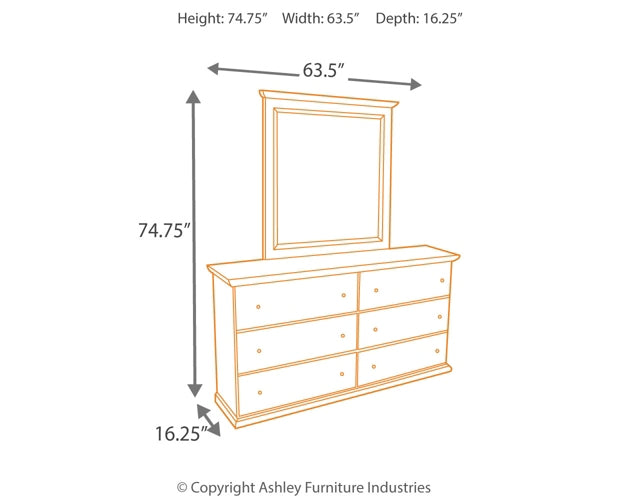 Bostwick Shoals King/California King Panel Headboard with Mirrored Dresser Milwaukee Furniture of Chicago - Furniture Store in Chicago Serving Humbolt Park, Roscoe Village, Avondale, & Homan Square