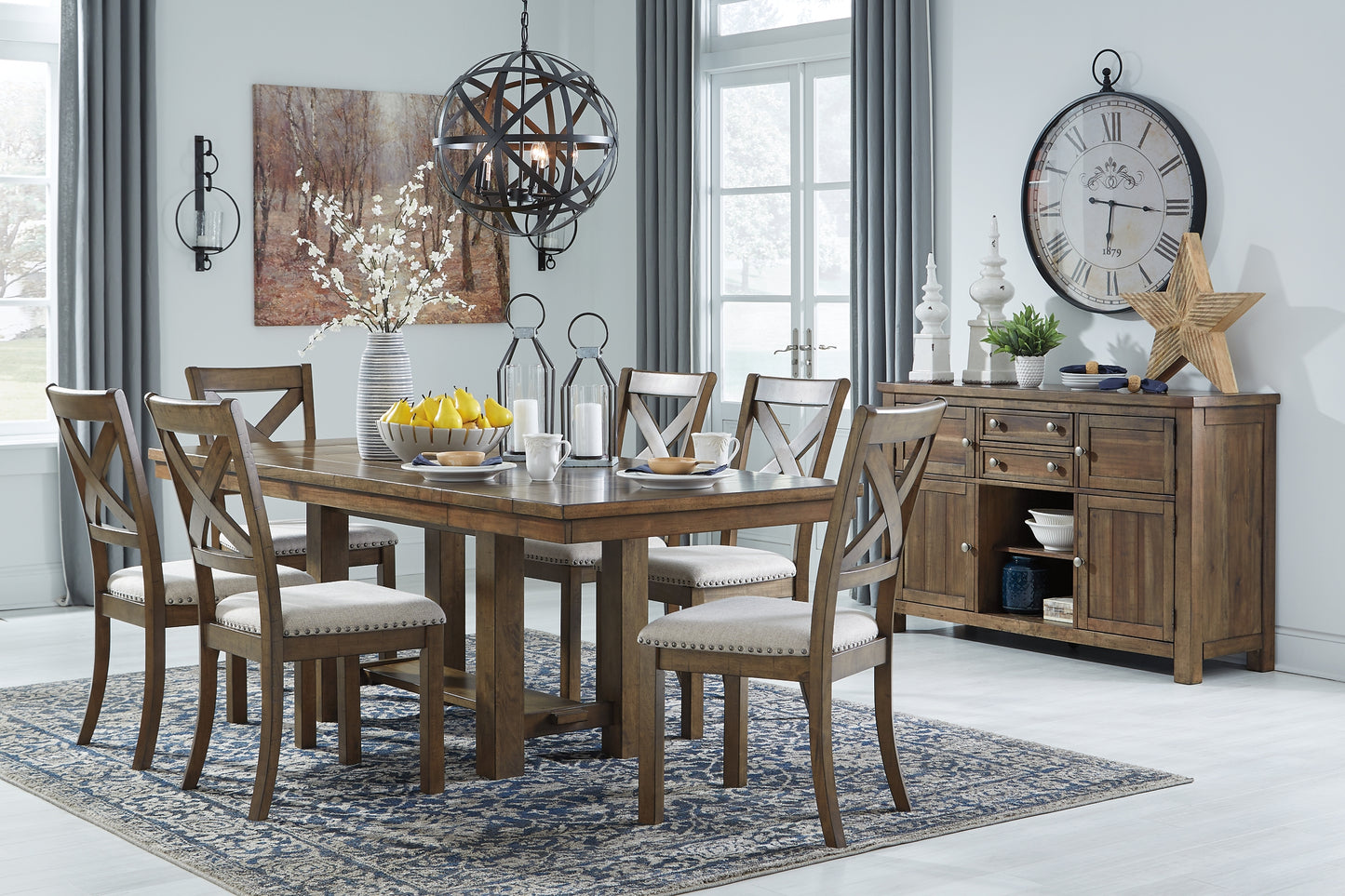 Moriville Dining Table and 6 Chairs with Storage Milwaukee Furniture of Chicago - Furniture Store in Chicago Serving Humbolt Park, Roscoe Village, Avondale, & Homan Square