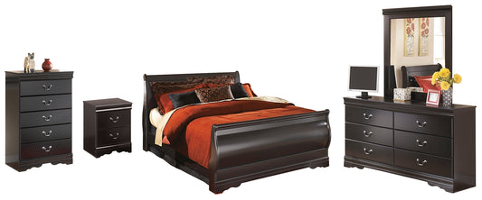 Huey Vineyard Queen Sleigh Bed with Mirrored Dresser, Chest and Nightstand Milwaukee Furniture of Chicago - Furniture Store in Chicago Serving Humbolt Park, Roscoe Village, Avondale, & Homan Square