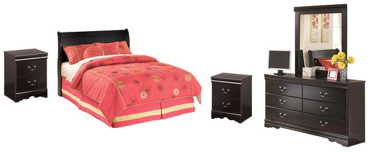 Huey Vineyard Full Sleigh Headboard with Mirrored Dresser and 2 Nightstands Milwaukee Furniture of Chicago - Furniture Store in Chicago Serving Humbolt Park, Roscoe Village, Avondale, & Homan Square