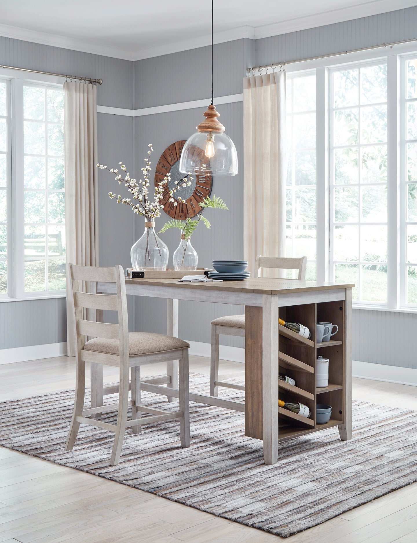 Skempton Counter Height Dining Table and 2 Barstools Milwaukee Furniture of Chicago - Furniture Store in Chicago Serving Humbolt Park, Roscoe Village, Avondale, & Homan Square