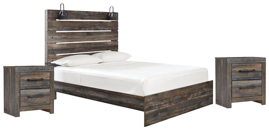 Drystan Queen Panel Bed with 2 Nightstands Milwaukee Furniture of Chicago - Furniture Store in Chicago Serving Humbolt Park, Roscoe Village, Avondale, & Homan Square