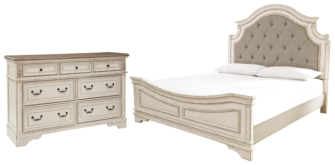 Realyn Queen Upholstered Panel Bed with Dresser Milwaukee Furniture of Chicago - Furniture Store in Chicago Serving Humbolt Park, Roscoe Village, Avondale, & Homan Square