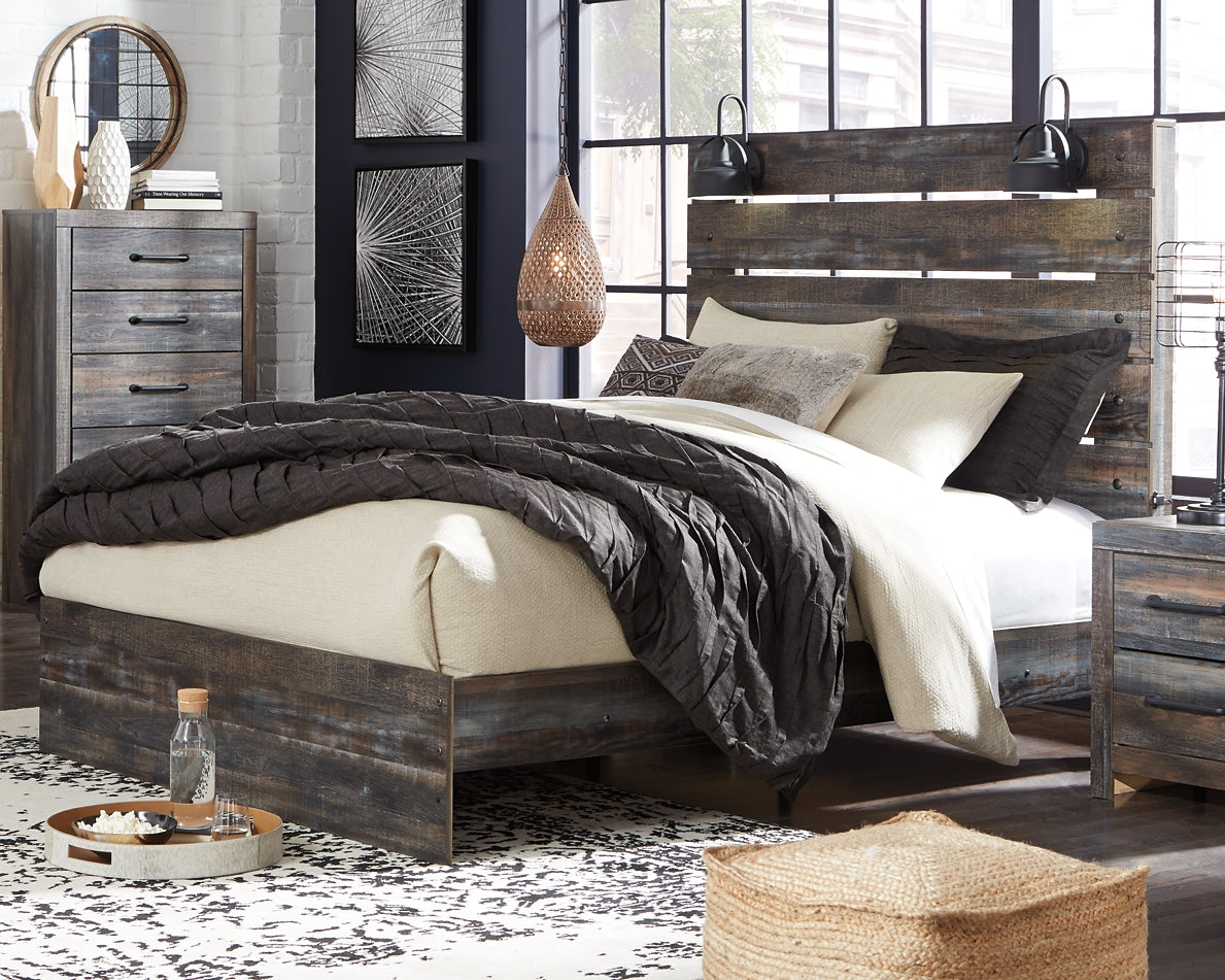 Drystan Queen Panel Bed with 2 Nightstands Milwaukee Furniture of Chicago - Furniture Store in Chicago Serving Humbolt Park, Roscoe Village, Avondale, & Homan Square