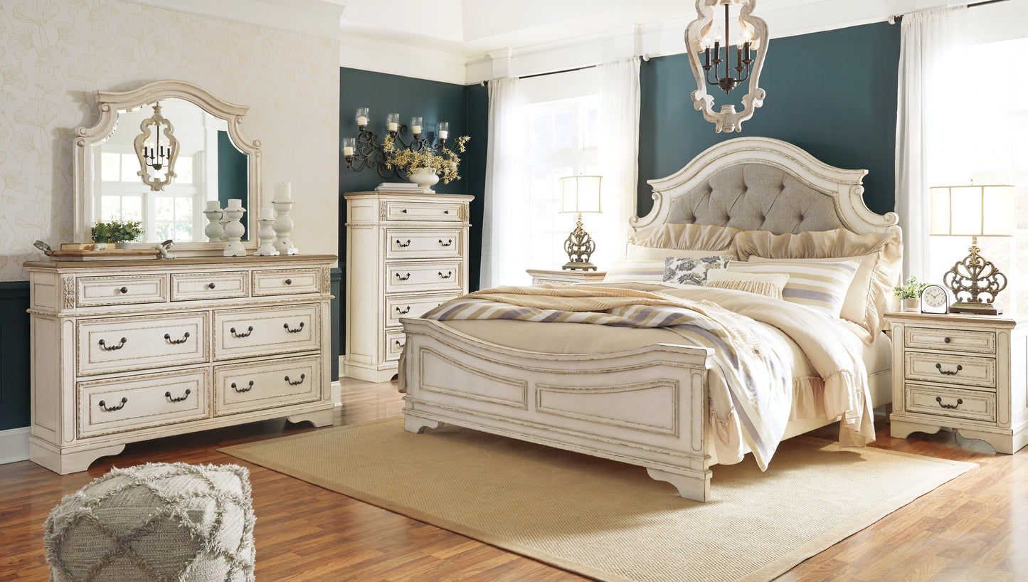 Realyn Queen Upholstered Panel Bed with Dresser Milwaukee Furniture of Chicago - Furniture Store in Chicago Serving Humbolt Park, Roscoe Village, Avondale, & Homan Square