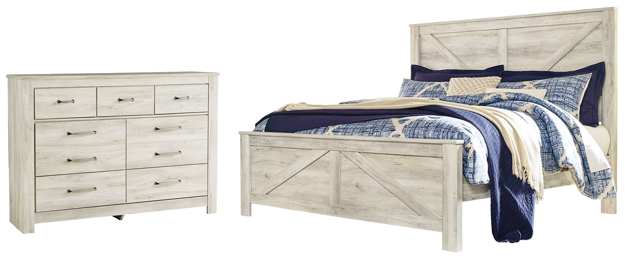 Bellaby King Crossbuck Panel Bed with Dresser Milwaukee Furniture of Chicago - Furniture Store in Chicago Serving Humbolt Park, Roscoe Village, Avondale, & Homan Square