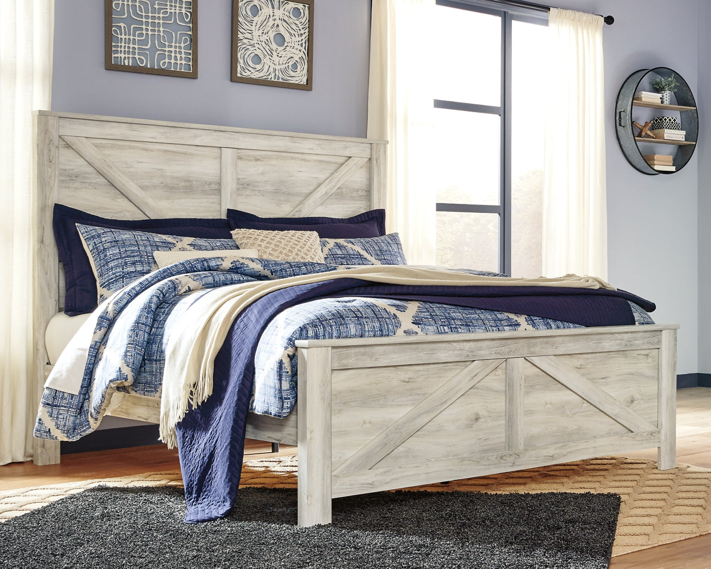 Bellaby King Crossbuck Panel Bed with Dresser Milwaukee Furniture of Chicago - Furniture Store in Chicago Serving Humbolt Park, Roscoe Village, Avondale, & Homan Square