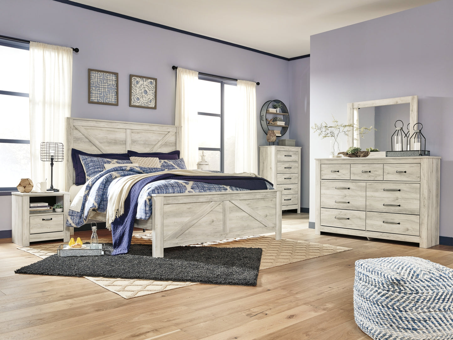 Bellaby King Crossbuck Panel Bed with Dresser Milwaukee Furniture of Chicago - Furniture Store in Chicago Serving Humbolt Park, Roscoe Village, Avondale, & Homan Square