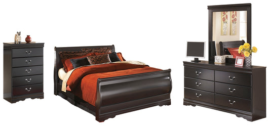 Huey Vineyard Queen Sleigh Bed with Mirrored Dresser and Chest Milwaukee Furniture of Chicago - Furniture Store in Chicago Serving Humbolt Park, Roscoe Village, Avondale, & Homan Square