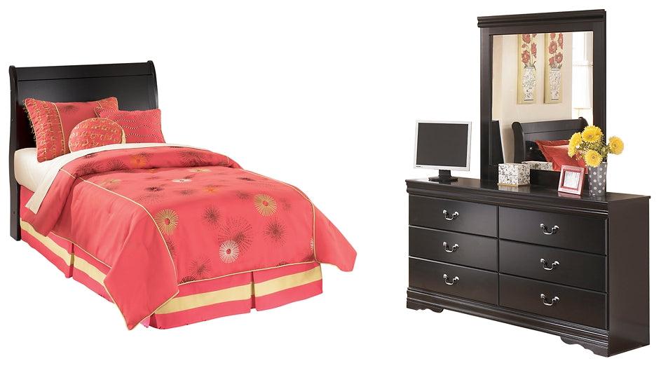 Huey Vineyard Twin Sleigh Headboard with Mirrored Dresser Milwaukee Furniture of Chicago - Furniture Store in Chicago Serving Humbolt Park, Roscoe Village, Avondale, & Homan Square