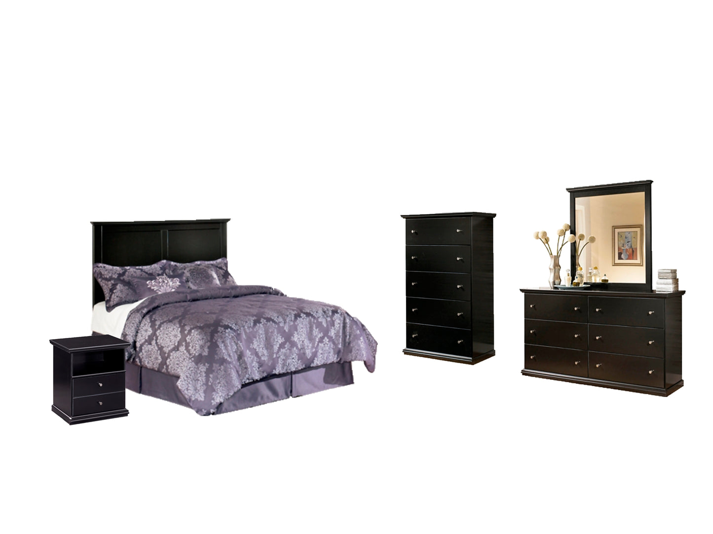 Maribel Full Panel Headboard with Mirrored Dresser, Chest and Nightstand Milwaukee Furniture of Chicago - Furniture Store in Chicago Serving Humbolt Park, Roscoe Village, Avondale, & Homan Square