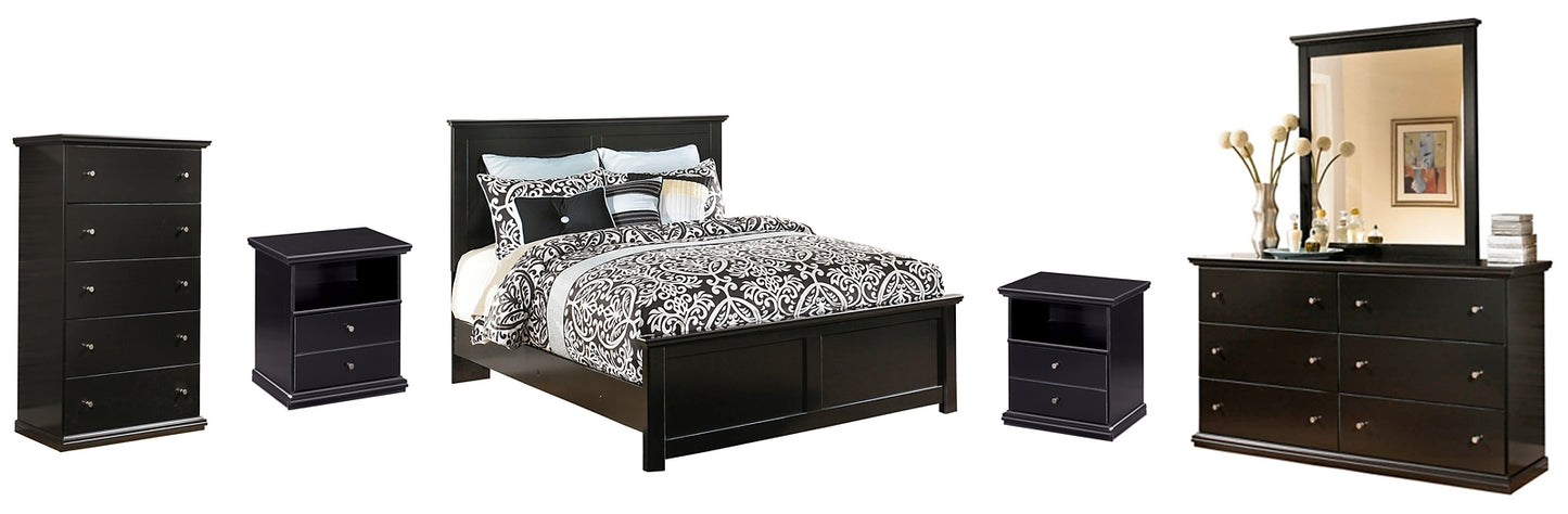 Maribel King Panel Bed with Mirrored Dresser, Chest and 2 Nightstands Milwaukee Furniture of Chicago - Furniture Store in Chicago Serving Humbolt Park, Roscoe Village, Avondale, & Homan Square