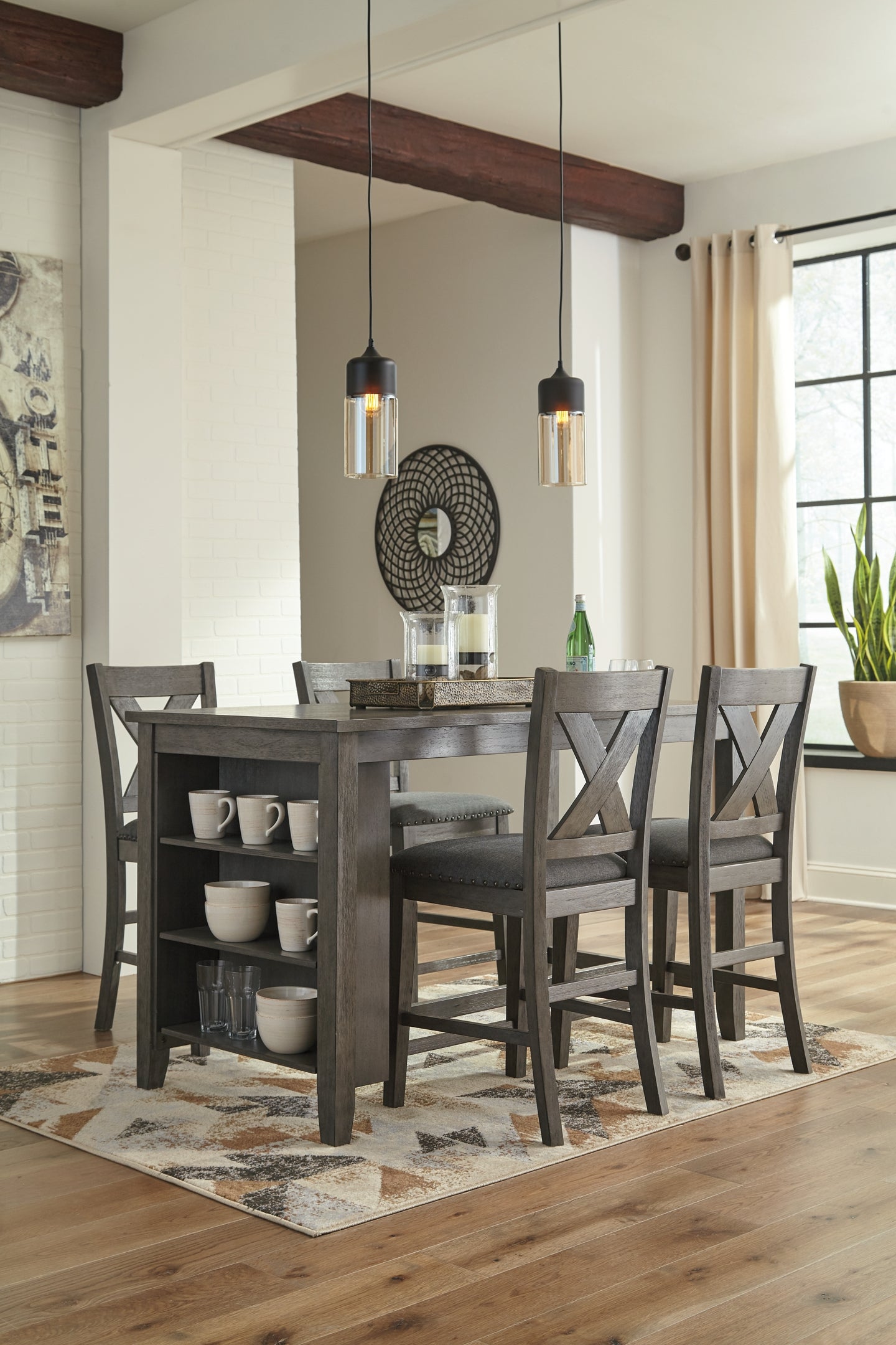 Caitbrook Counter Height Dining Table and 4 Barstools Milwaukee Furniture of Chicago - Furniture Store in Chicago Serving Humbolt Park, Roscoe Village, Avondale, & Homan Square