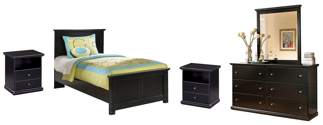 Maribel Twin Panel Bed with Mirrored Dresser and 2 Nightstands Milwaukee Furniture of Chicago - Furniture Store in Chicago Serving Humbolt Park, Roscoe Village, Avondale, & Homan Square