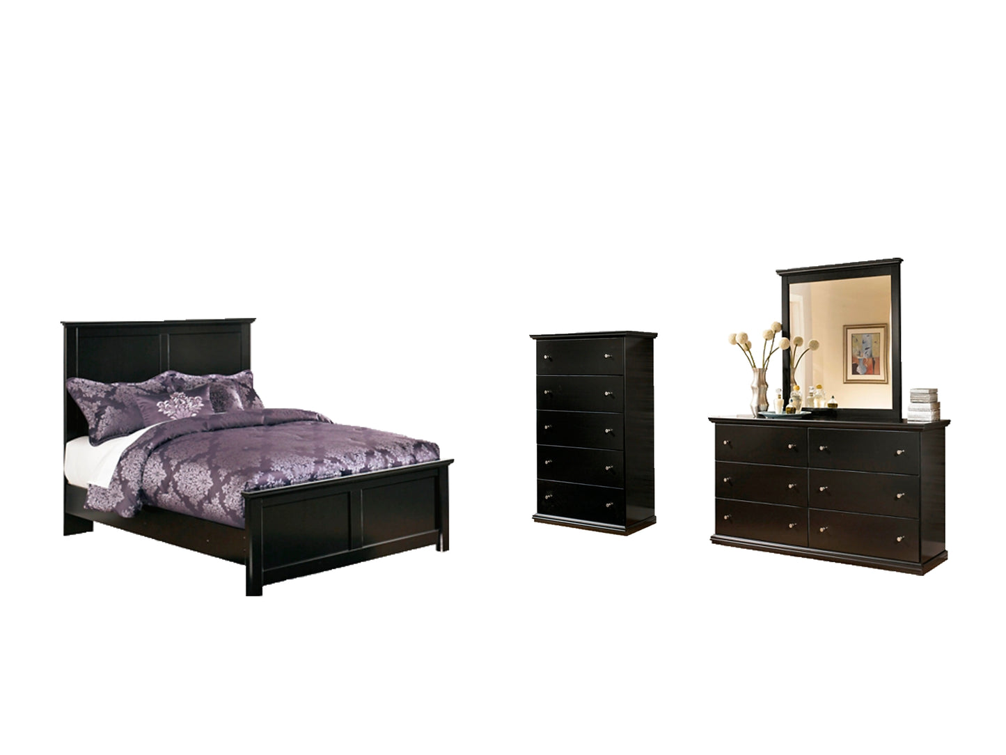 Maribel Full Panel Bed with Mirrored Dresser and Chest Milwaukee Furniture of Chicago - Furniture Store in Chicago Serving Humbolt Park, Roscoe Village, Avondale, & Homan Square