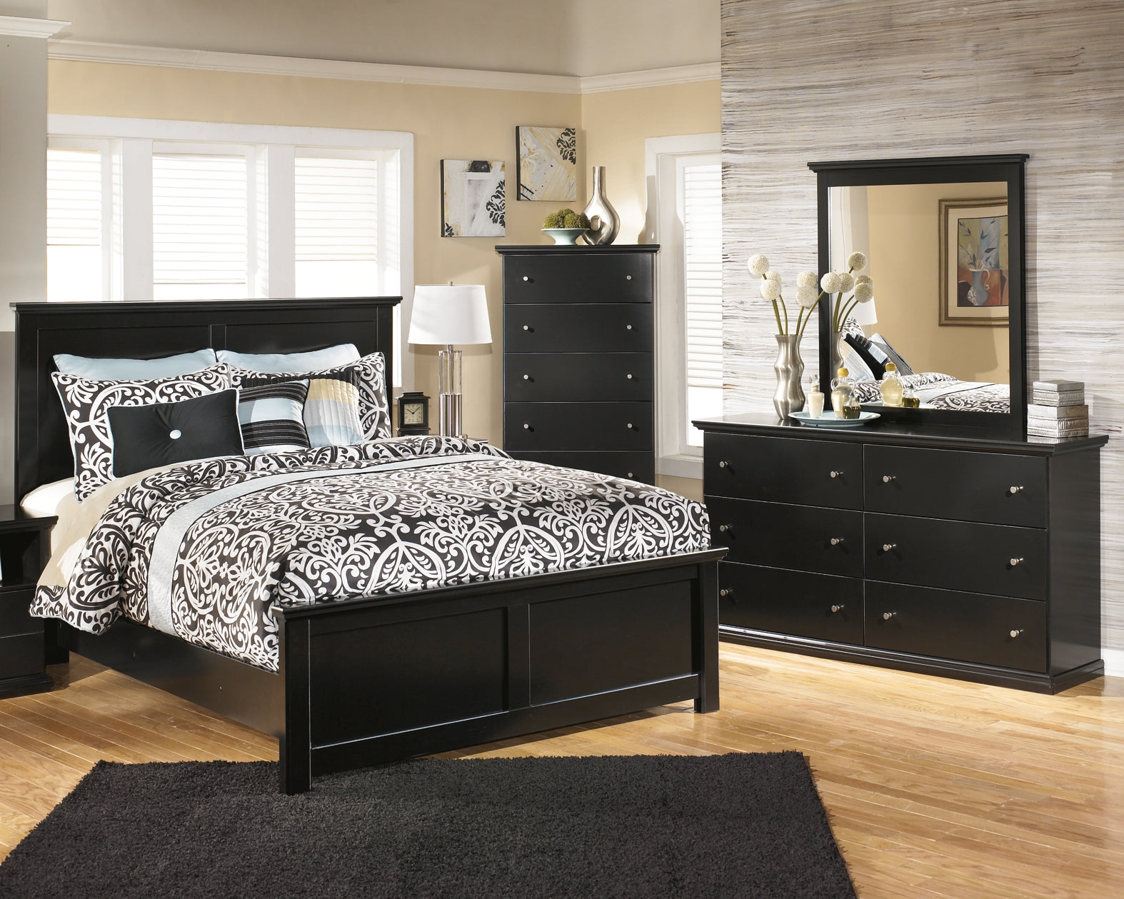 Maribel Full Panel Bed with Mirrored Dresser and Chest Milwaukee Furniture of Chicago - Furniture Store in Chicago Serving Humbolt Park, Roscoe Village, Avondale, & Homan Square