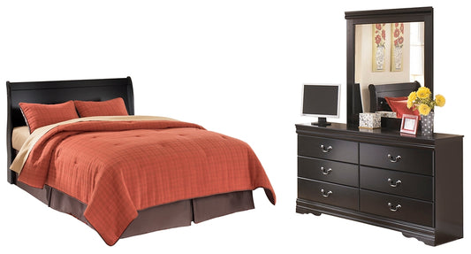 Huey Vineyard Queen Sleigh Headboard with Mirrored Dresser Milwaukee Furniture of Chicago - Furniture Store in Chicago Serving Humbolt Park, Roscoe Village, Avondale, & Homan Square