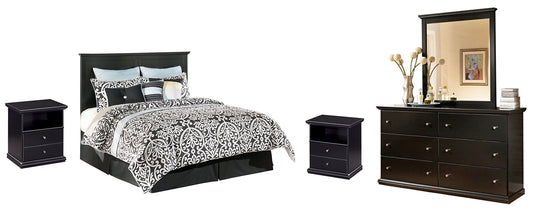 Maribel King/California King Panel Headboard with Mirrored Dresser and 2 Nightstands Milwaukee Furniture of Chicago - Furniture Store in Chicago Serving Humbolt Park, Roscoe Village, Avondale, & Homan Square