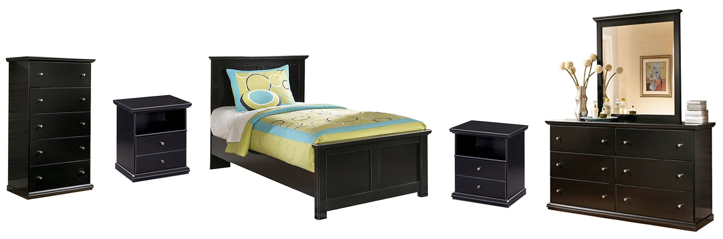 Maribel Twin Panel Bed with Mirrored Dresser, Chest and 2 Nightstands Milwaukee Furniture of Chicago - Furniture Store in Chicago Serving Humbolt Park, Roscoe Village, Avondale, & Homan Square