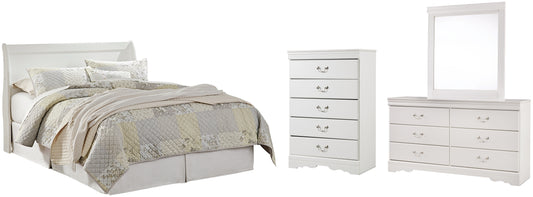 Anarasia Queen Sleigh Headboard with Mirrored Dresser and Chest Milwaukee Furniture of Chicago - Furniture Store in Chicago Serving Humbolt Park, Roscoe Village, Avondale, & Homan Square