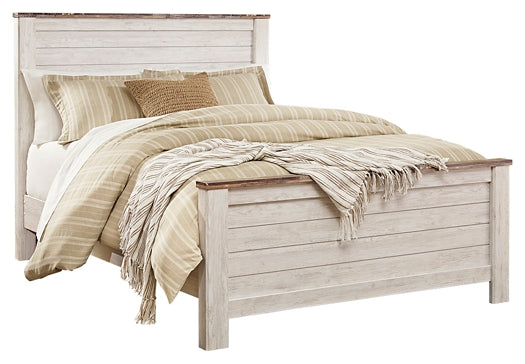 Willowton Queen Panel Bed with 2 Nightstands Milwaukee Furniture of Chicago - Furniture Store in Chicago Serving Humbolt Park, Roscoe Village, Avondale, & Homan Square