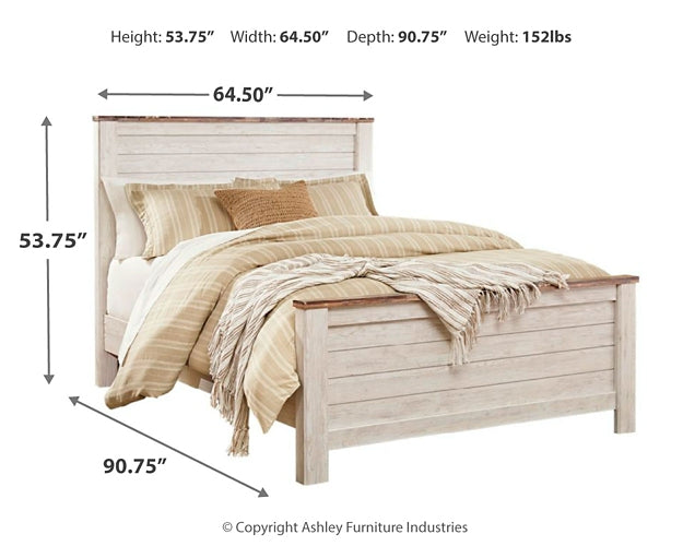 Willowton Queen Panel Bed with 2 Nightstands Milwaukee Furniture of Chicago - Furniture Store in Chicago Serving Humbolt Park, Roscoe Village, Avondale, & Homan Square