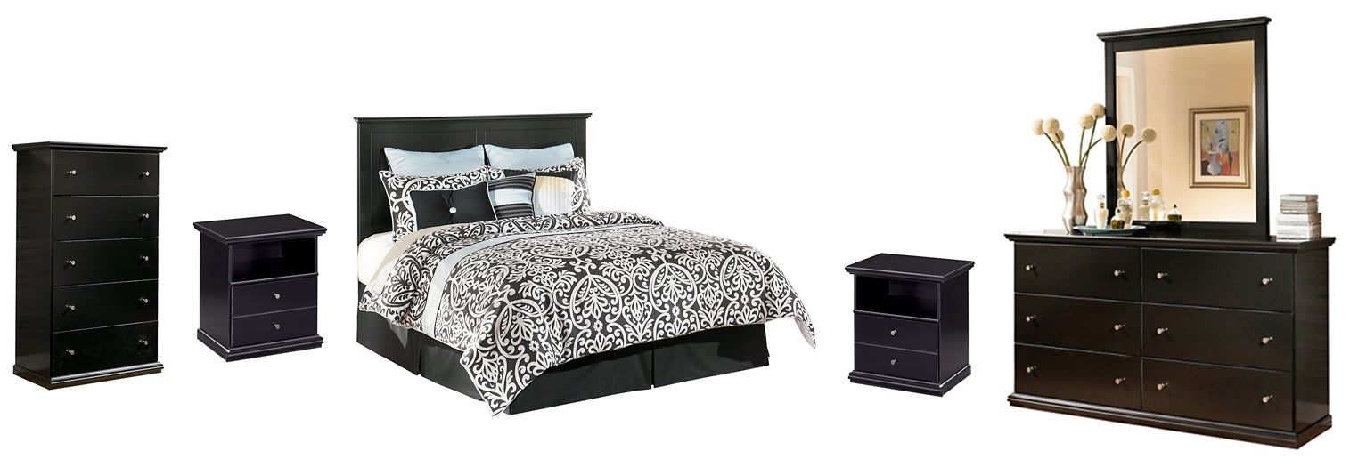 Maribel King/California King Panel Headboard with Mirrored Dresser, Chest and 2 Nightstands Milwaukee Furniture of Chicago - Furniture Store in Chicago Serving Humbolt Park, Roscoe Village, Avondale, & Homan Square