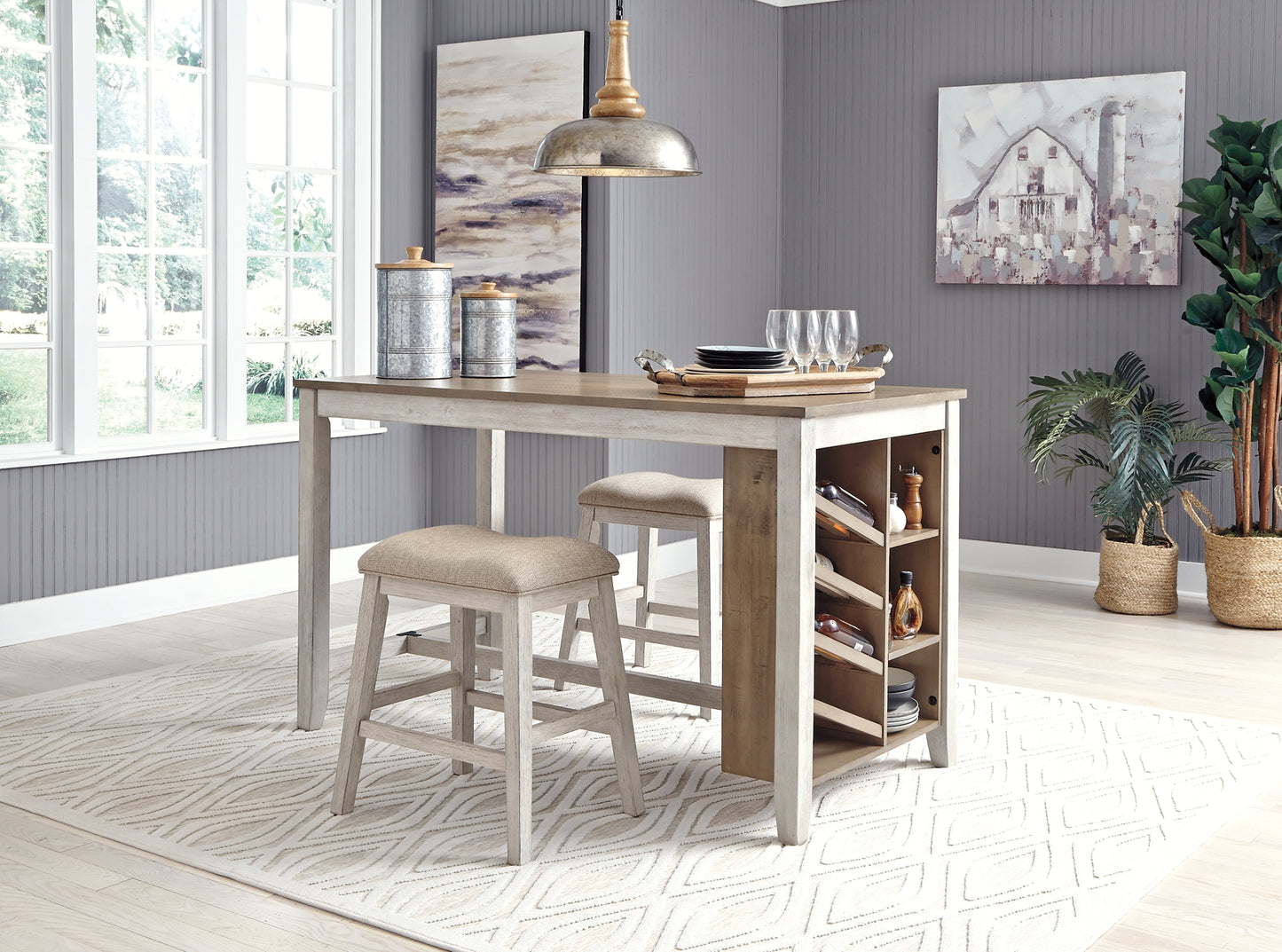 Skempton Counter Height Dining Table and 2 Barstools Milwaukee Furniture of Chicago - Furniture Store in Chicago Serving Humbolt Park, Roscoe Village, Avondale, & Homan Square