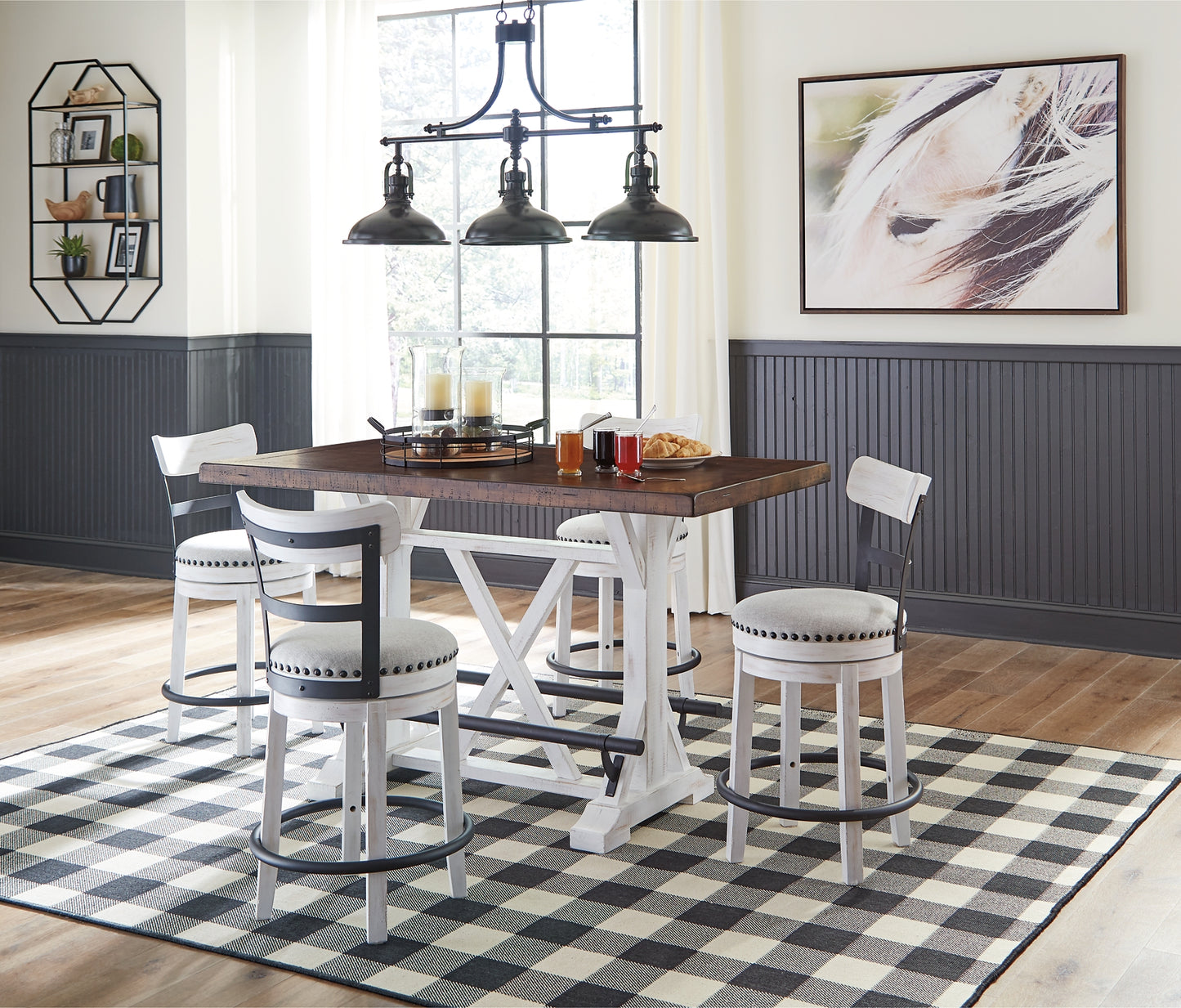 Valebeck Counter Height Dining Table and 4 Barstools Milwaukee Furniture of Chicago - Furniture Store in Chicago Serving Humbolt Park, Roscoe Village, Avondale, & Homan Square