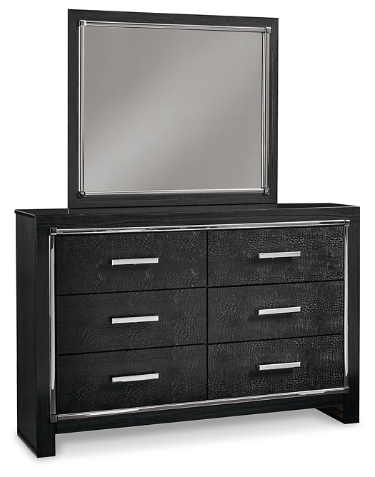 Kaydell King Upholstered Panel Bed with Mirrored Dresser Milwaukee Furniture of Chicago - Furniture Store in Chicago Serving Humbolt Park, Roscoe Village, Avondale, & Homan Square