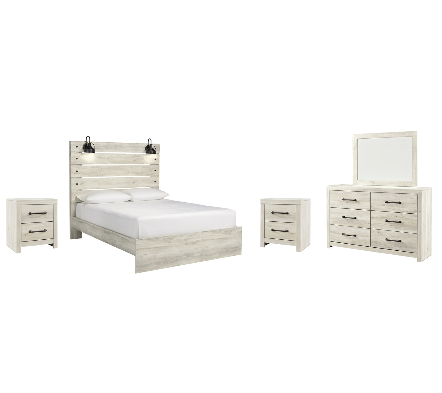 Cambeck Queen Panel Bed with Mirrored Dresser and 2 Nightstands Milwaukee Furniture of Chicago - Furniture Store in Chicago Serving Humbolt Park, Roscoe Village, Avondale, & Homan Square