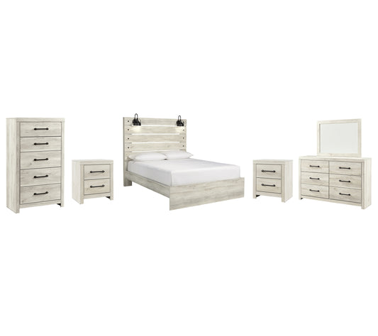 Cambeck Queen Panel Bed with Mirrored Dresser, Chest and 2 Nightstands Milwaukee Furniture of Chicago - Furniture Store in Chicago Serving Humbolt Park, Roscoe Village, Avondale, & Homan Square