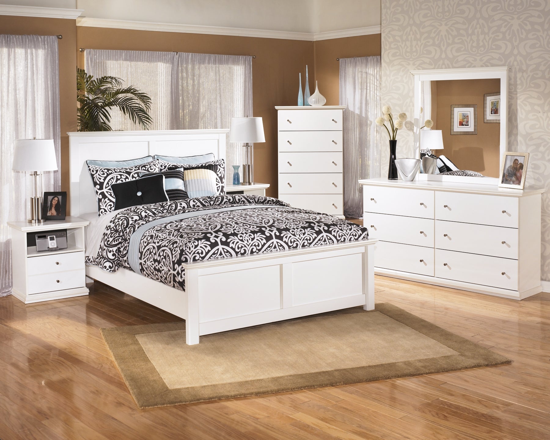 Bostwick Shoals Queen Panel Bed with Mirrored Dresser and Chest Milwaukee Furniture of Chicago - Furniture Store in Chicago Serving Humbolt Park, Roscoe Village, Avondale, & Homan Square