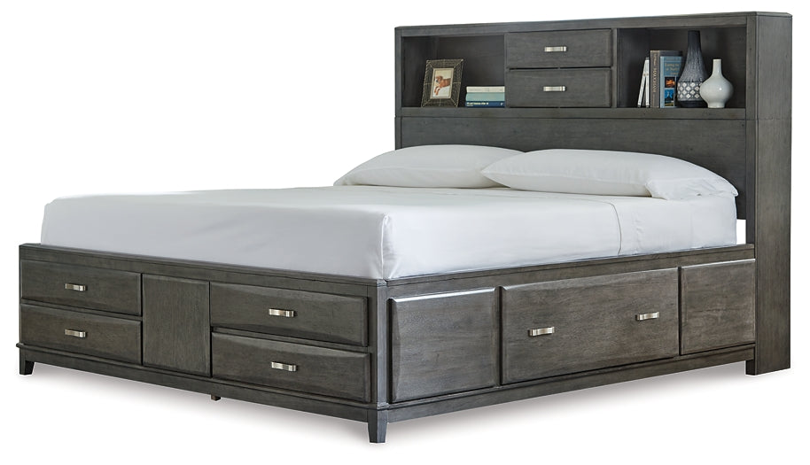 Caitbrook Queen Storage Bed with 8 Storage Drawers with Mirrored Dresser, Chest and 2 Nightstands Milwaukee Furniture of Chicago - Furniture Store in Chicago Serving Humbolt Park, Roscoe Village, Avondale, & Homan Square