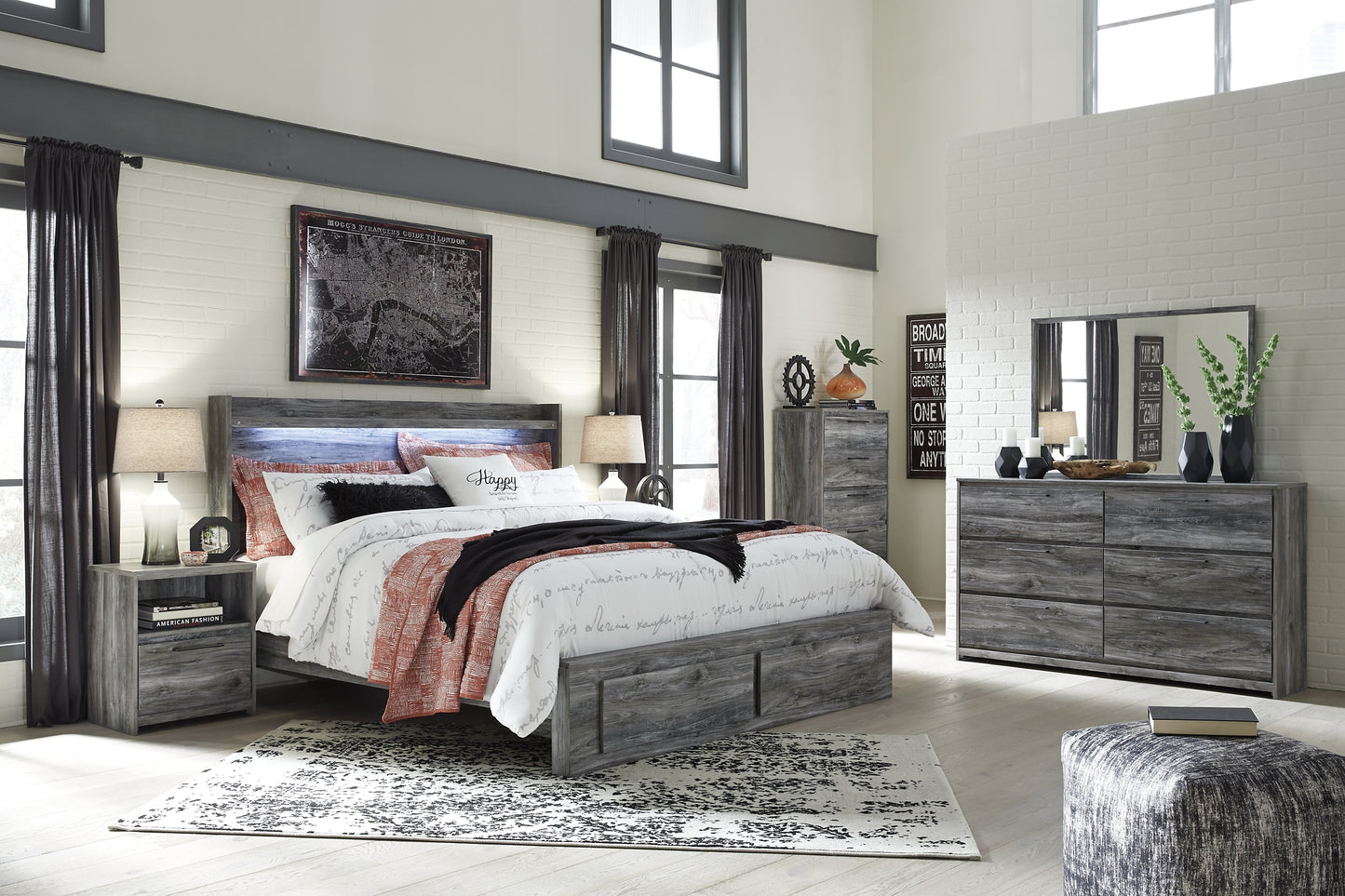 Baystorm Queen Panel Bed with 4 Storage Drawers with Dresser Milwaukee Furniture of Chicago - Furniture Store in Chicago Serving Humbolt Park, Roscoe Village, Avondale, & Homan Square