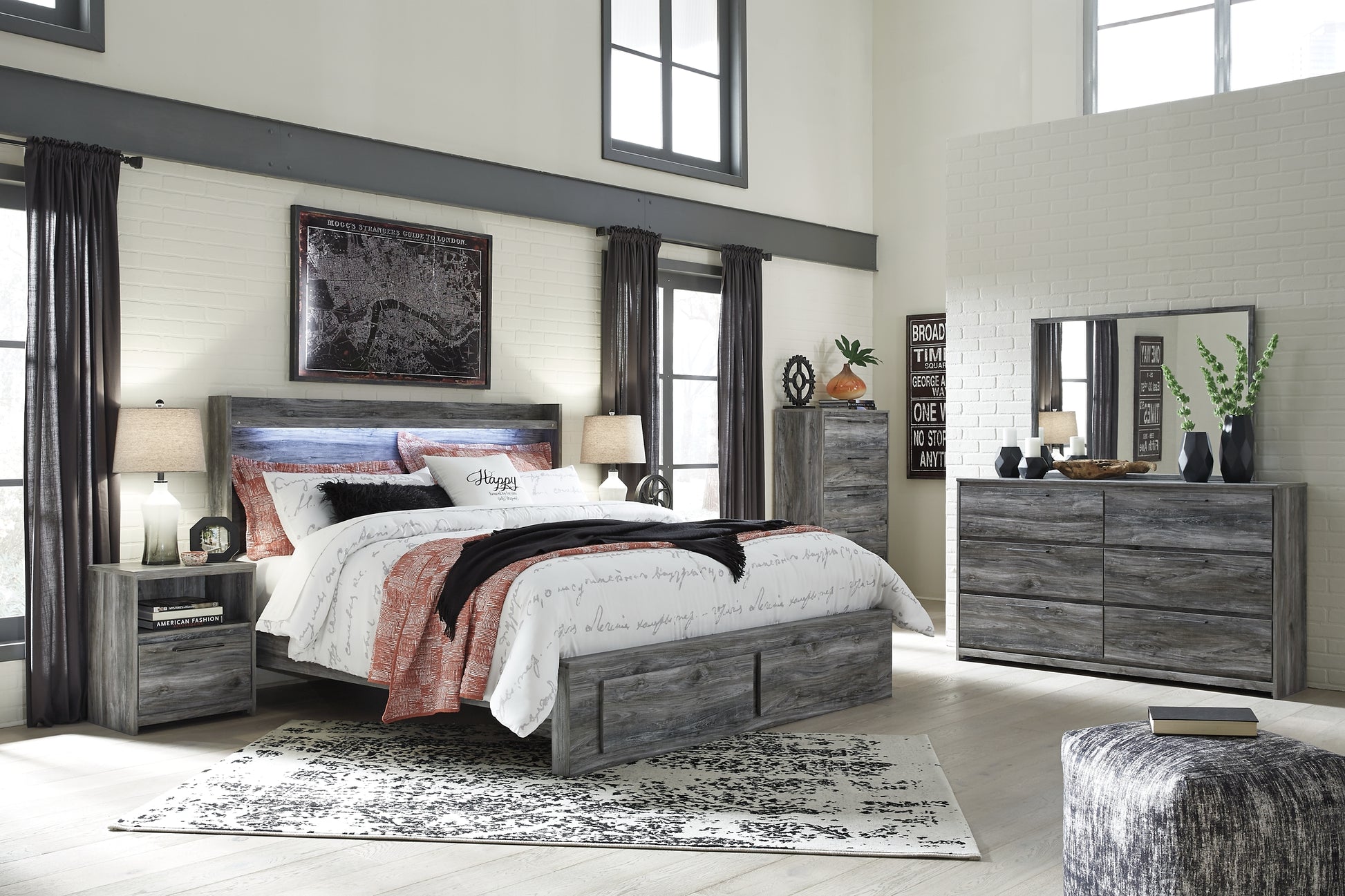 Baystorm Queen Panel Bed with 4 Storage Drawers with Dresser Milwaukee Furniture of Chicago - Furniture Store in Chicago Serving Humbolt Park, Roscoe Village, Avondale, & Homan Square