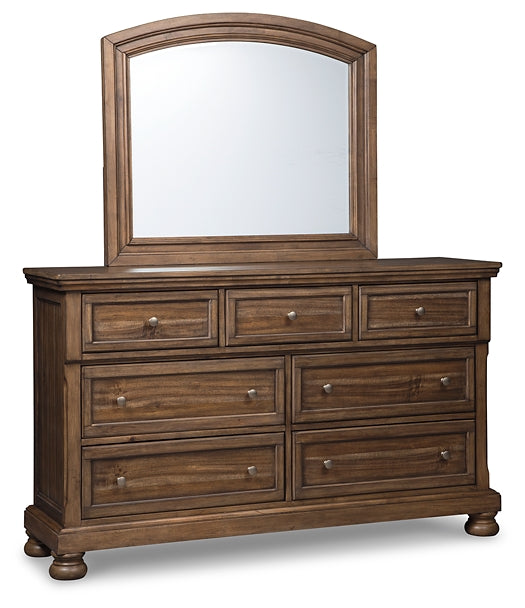 Flynnter King Panel Bed with 2 Storage Drawers with Mirrored Dresser, Chest and Nightstand Milwaukee Furniture of Chicago - Furniture Store in Chicago Serving Humbolt Park, Roscoe Village, Avondale, & Homan Square